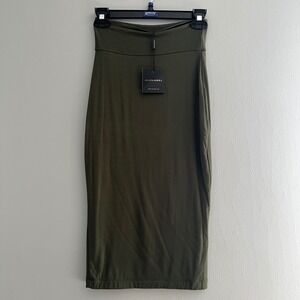 Jluxlabel Green Tube Midi Pencil Skirt Size Small Stretch Capsule Minimalist NEW